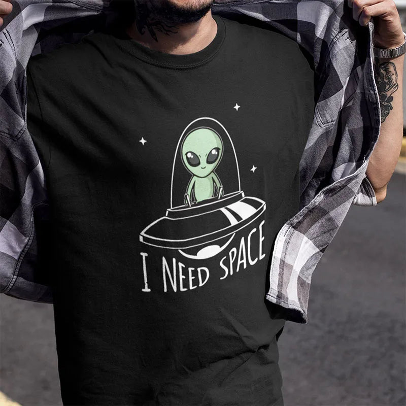 Camiseta Manga Curta de alienígena 100% algodão, Cor preta