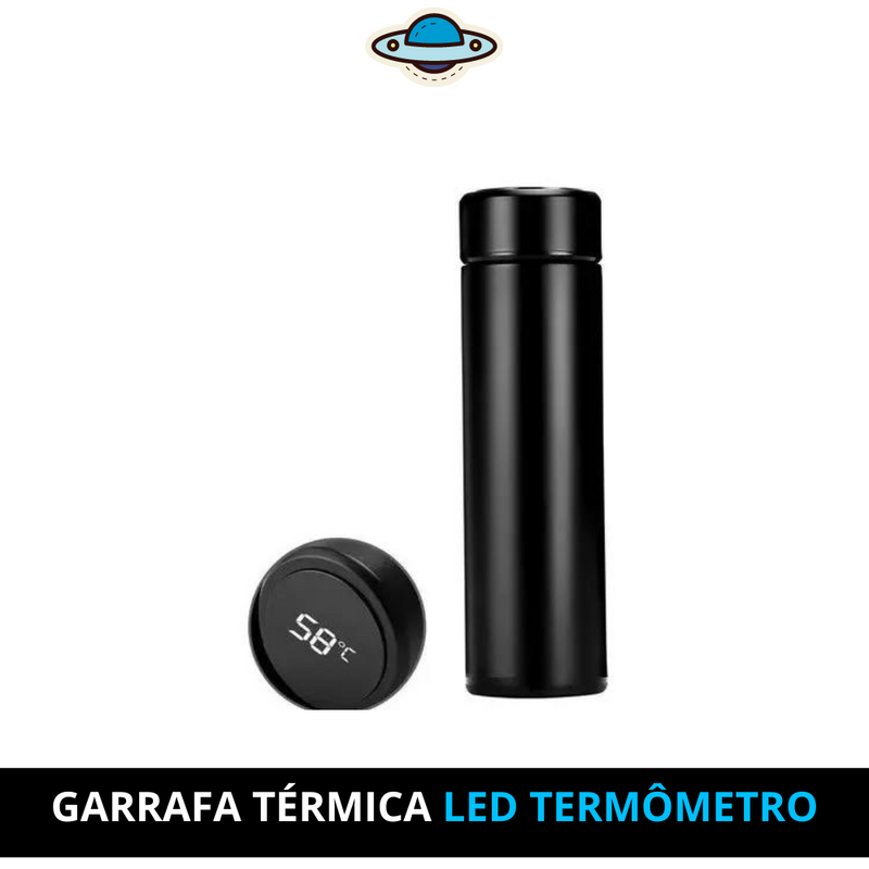 Garrafa Térmica 500ml Led Termômetro Inox Agua Café Chá (Display Digital)